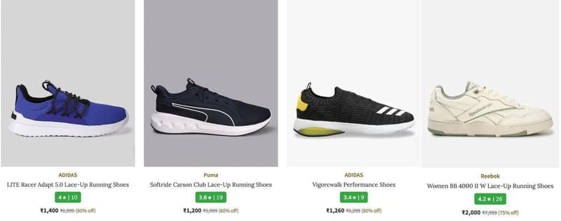 AJIO Loot : Upto 80% Off On Puma, Reebok & Adidas Shoes.