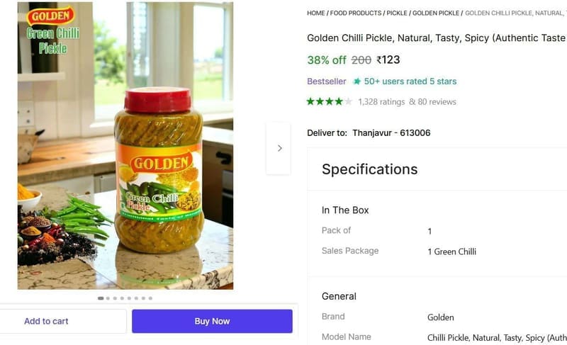 1 kg Mix Vegetable Pickle  ₹142