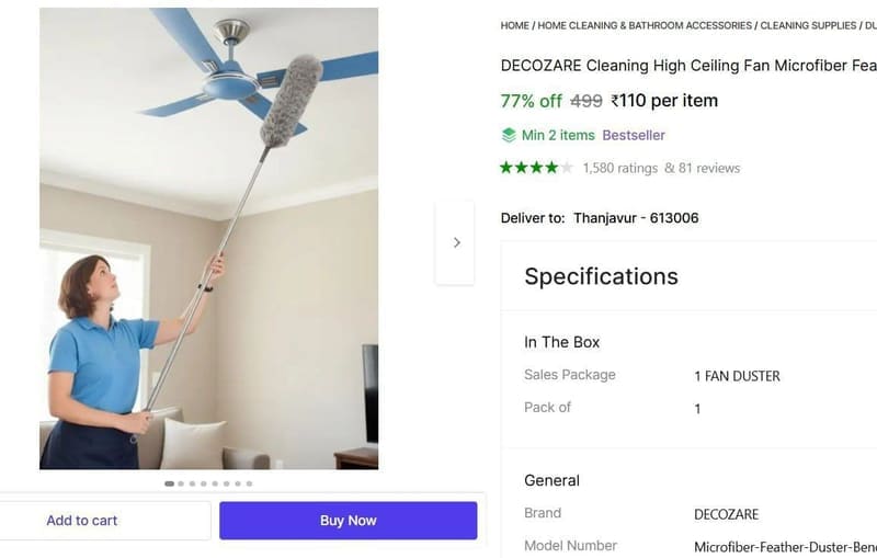 Extendable Rod Cleaning Duster at ₹110