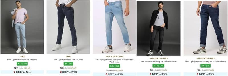 AJIO LOOT : Upto 85% Off On Men’s Jeans.