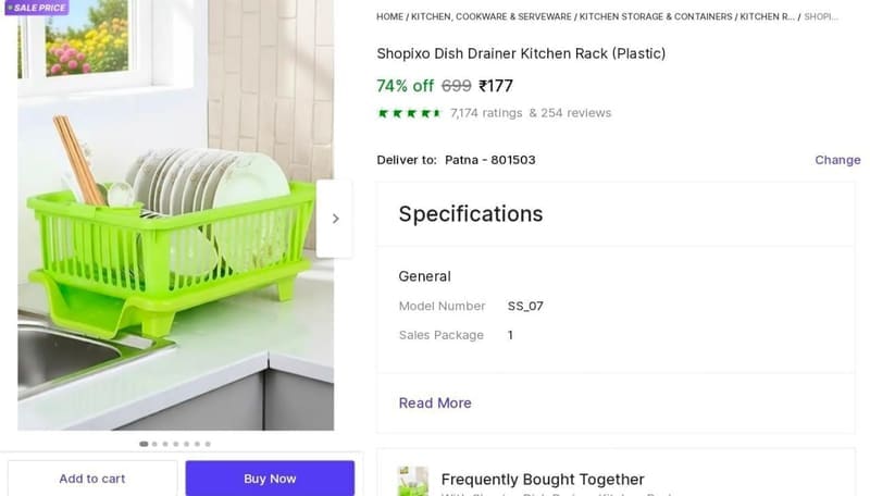 🔥  Dish Drainer Kitchen Rack at ₹177