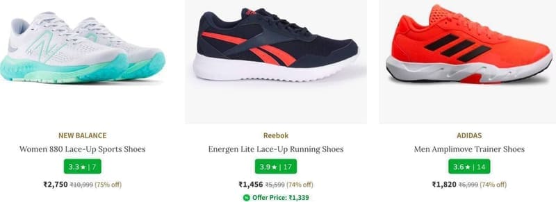 AJIO Loot : Upto 80% Off On Top Branded Sports Shoes.