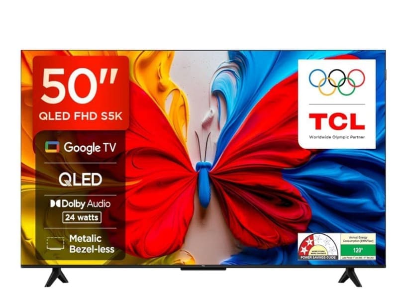 TCL 126 cm (50 inches) Metallic Bezel-Less, FHD Smart QLED Google TV @26990
