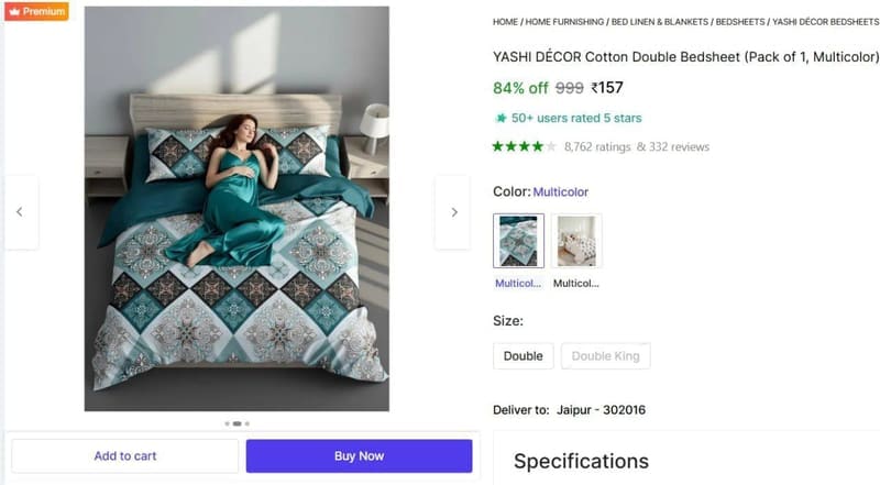 Double Bedsheet  ₹157
