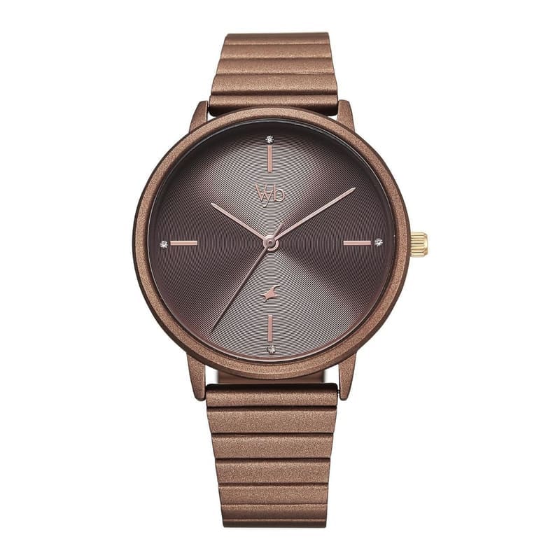 🔥🔥Fastrack Vyb Bliss Quartz Analog Brown Dial Metal Strap Watch for Women