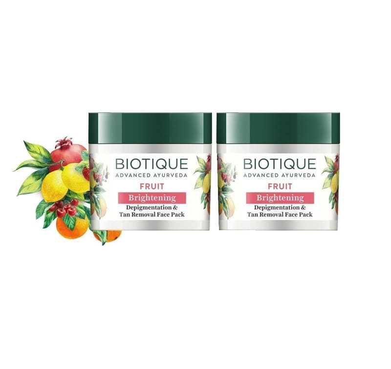 🔥🔥Biotique Fruit Brightening Depigmentation and Tan Removal Face Pack | 75gm (Pack of 2)