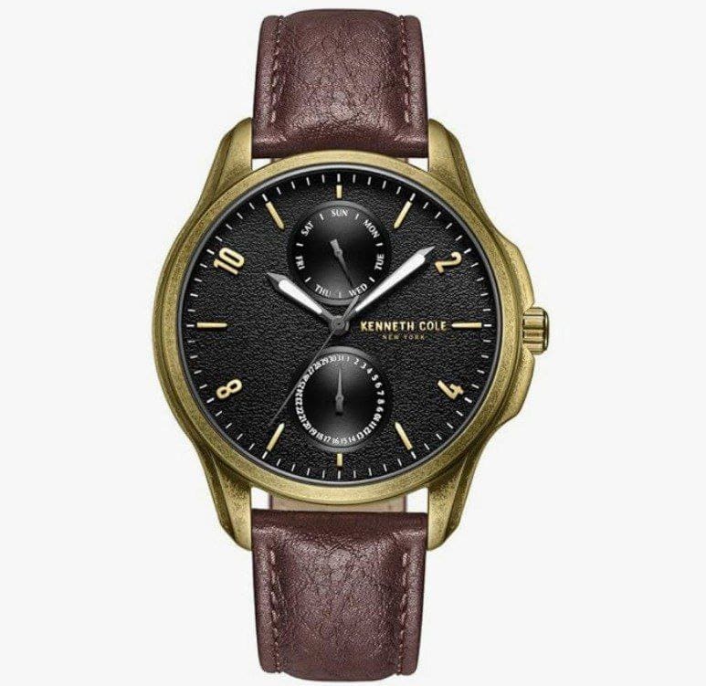 Kenneth Cole Quartz Multifunction Black Dial Brown Leather Strap Watch for Men