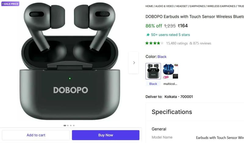 🔥  DOBOPO Bluetooth Earbuds @ ₹164