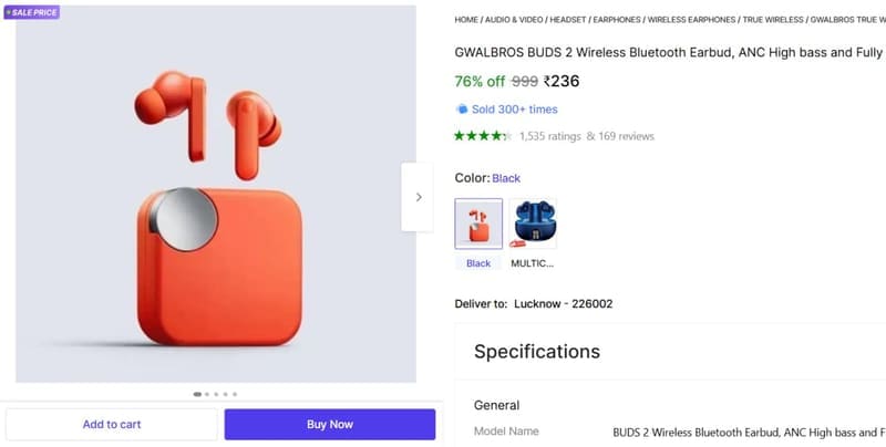 🔥  Wireless Bluetooth Earbud @ ₹236