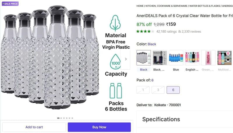 Pack of 6 Water Bottles  159