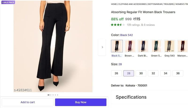 Women Trouser at ₹115