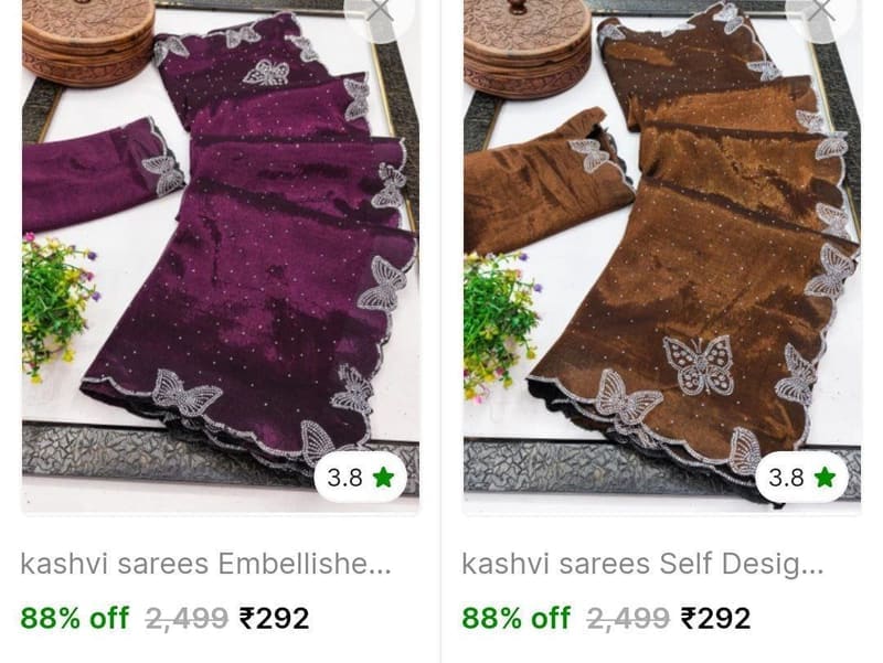 🔥  Butterfly Stone Work Saree @ ₹292
