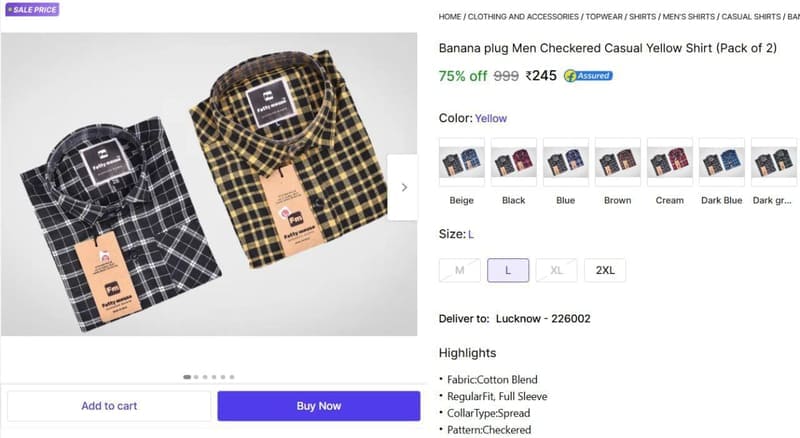 Pack Of 2 Men Shirts at ₹245