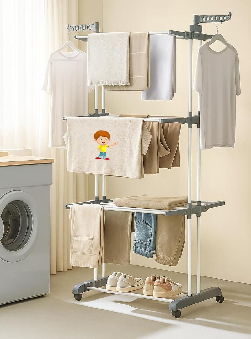 🔥🔥FLIPZON Premium Clothes Stand for Drying with Wheels | Portable