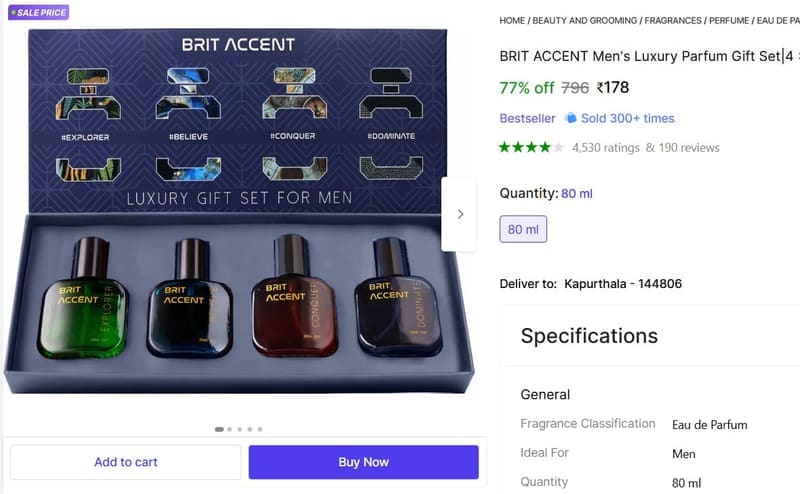 🔥  BRIT Luxury Parfum Gift Set @ ₹178