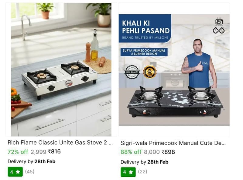 🔥  Manual Gas Stove (2 Burners)