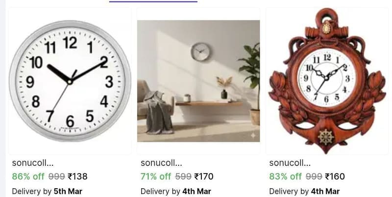🔥  Wall Clocks From ₹138
