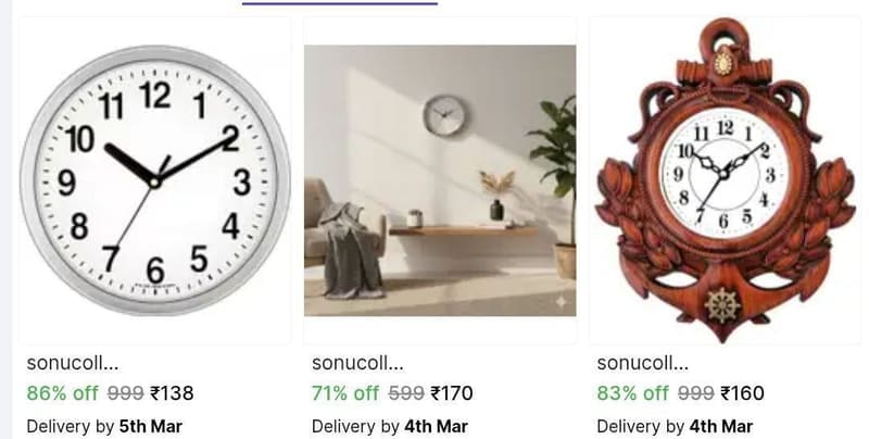 Wall Clocks From ₹138