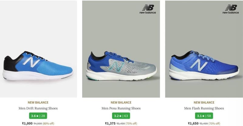 AJIO Loot : Upto 80% Off On New Balance Shoes & Clothing.
