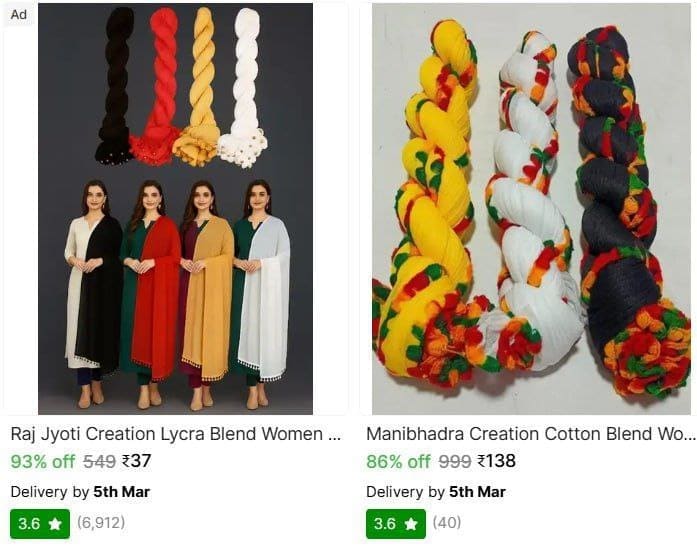 💥 Women's Dupattas Starts @ ₹37
