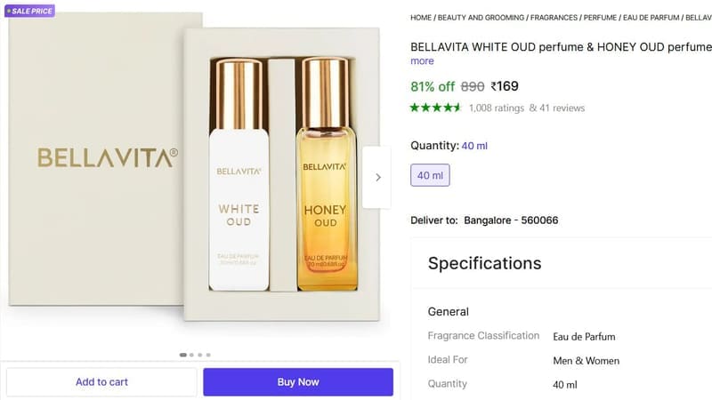 🔥  Bellavita Perfume Pack Of 2 @ ₹169