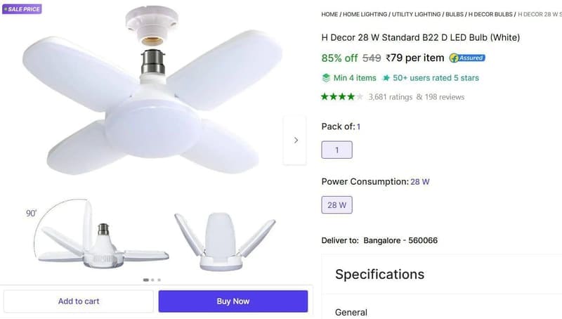 💥 Loot : 28 W LED Bulb @ ₹79
