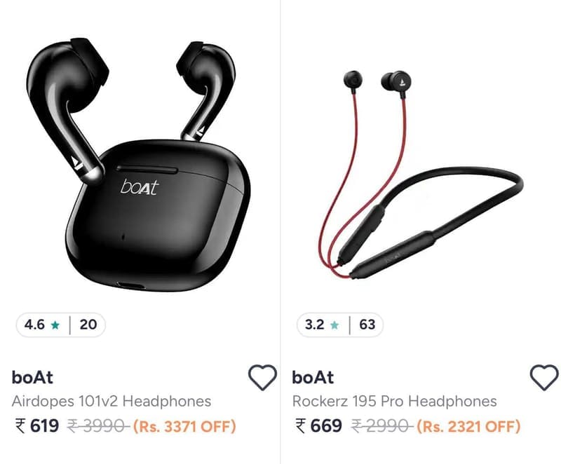 boAt Neckband & Earbuds Starts @619.