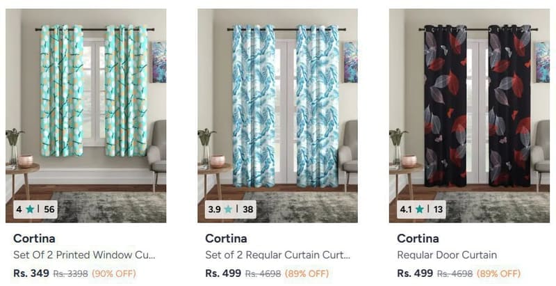 Myntra Loot : Upto 90% off on Curtains & Sheers