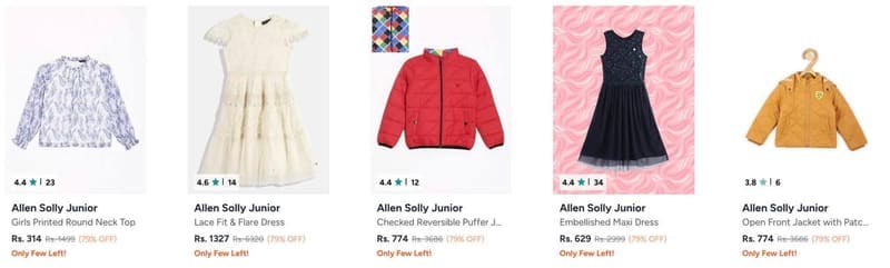Myntra Loot : 70-79% Off On Allen Solly Kids Clothing.