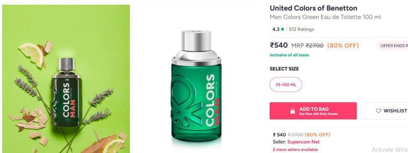 Myntra : United Colors of Benetton Men Colors Green Eau de Toilette 100 ml https://myntr.it/43MCQ5U