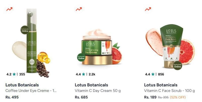 Myntra : Lotus botanicals Upto 60% off