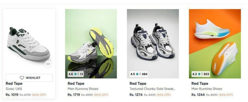 Upto 87% Off On Red Tape Shoes.