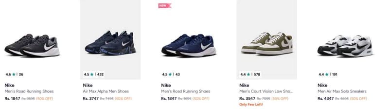 Myntra Loot : Upto 65% off on Nike Shoes + Coupon + Bank Offer.