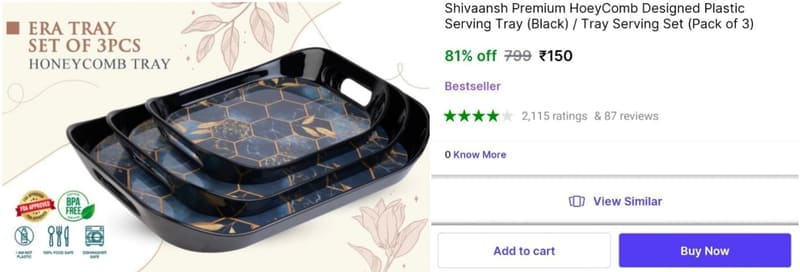 🔥Serving Tray (Set of 3) at ₹150