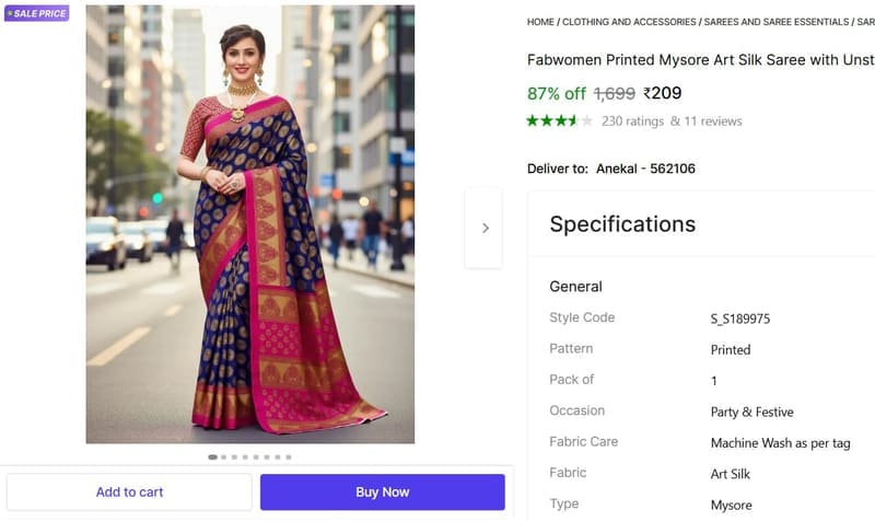 🔥  LOOT : Silk Saree @ ₹209