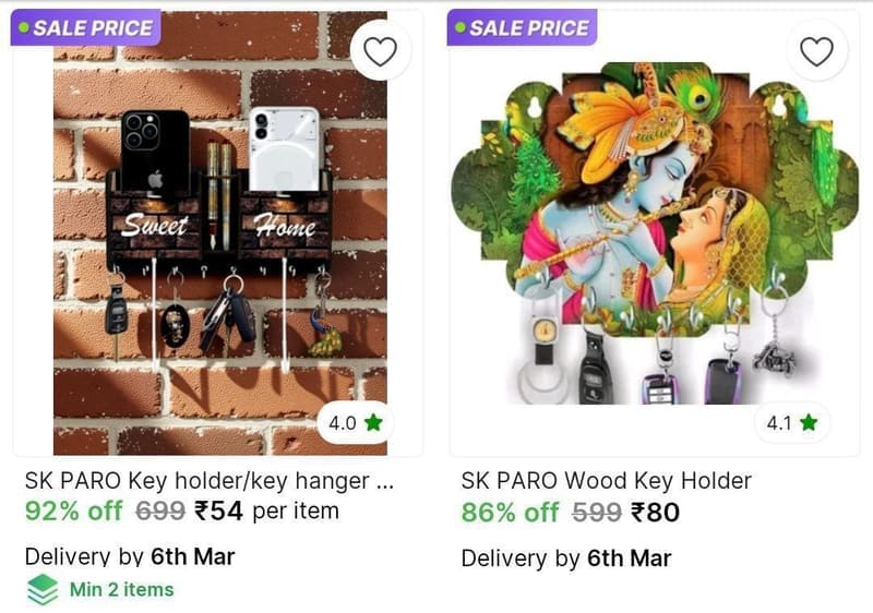 Wooden Key Holders Starts  ₹54