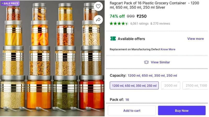 🔥Grocery Container (16pcs) at ₹250