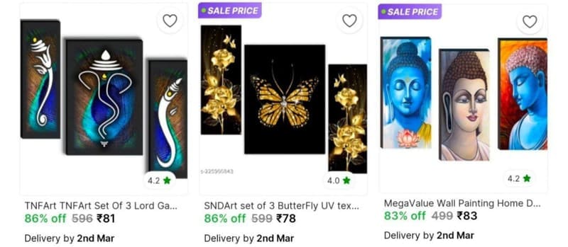 😱 Set of 3 Paintings From ₹78