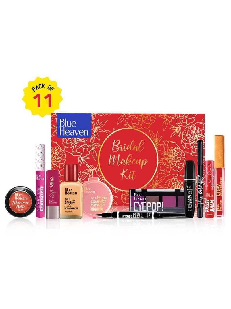 Blue Heaven Set of 11 Bridal Makeup Kit - 45.55ml + 40.2gm