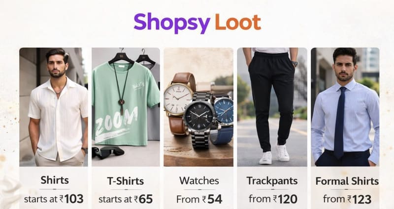 Shopsy Loot :  Upto 88% OFF on Men Clothing 🔥🔥