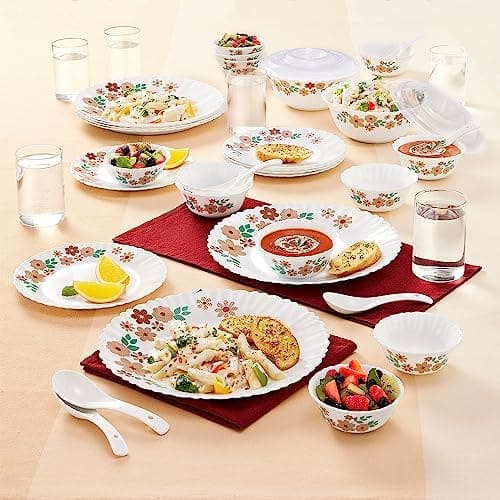 Larah By Borosil Ayana Silk Series Opalware Dinner Set with ...