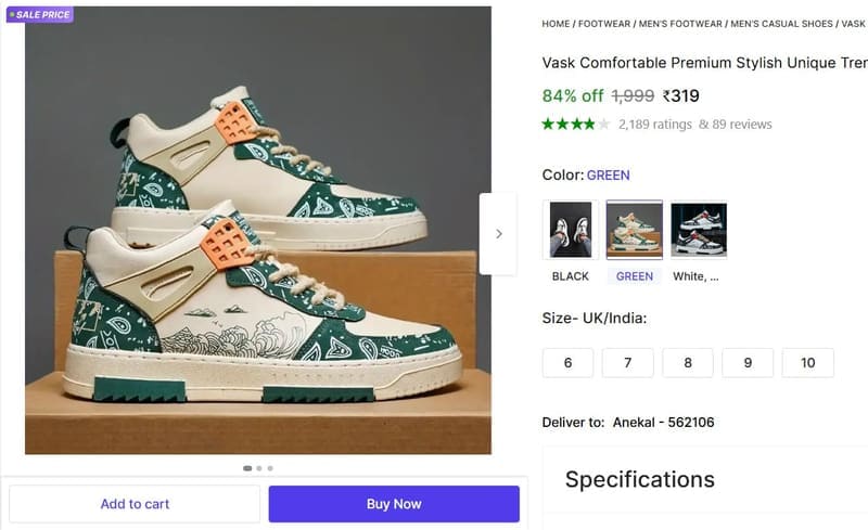 🔥  Stylish Sneakers For Men @ ₹319