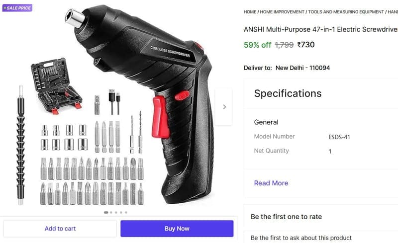 🔥  47-in-1 Electric Screwdriver Set @ ₹730