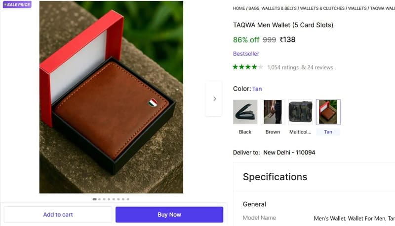🔥  Men Wallet (5 Card Slots) @ ₹138
