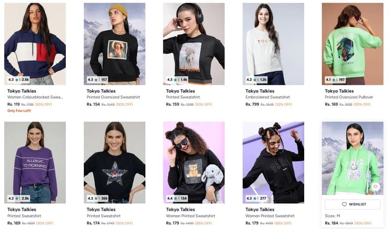 🔥 Myntra Loot – Tokyo Talkies Sweatshirts 🧥✨