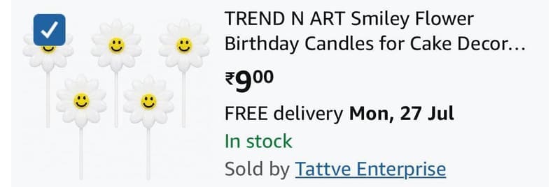 Smiley Flower Birthday Candles, Pack Of 5 @9.