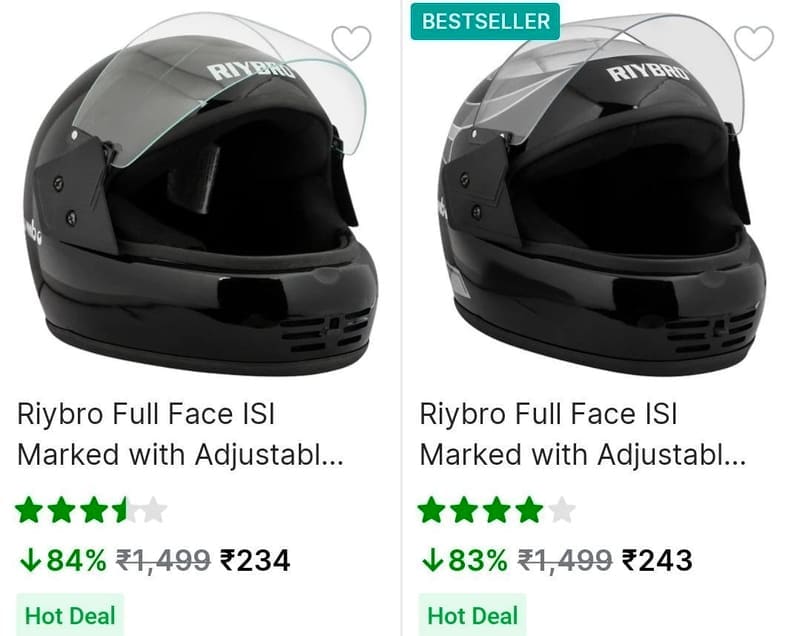 Flipkart | Upto 84% Off - Biker Helmets