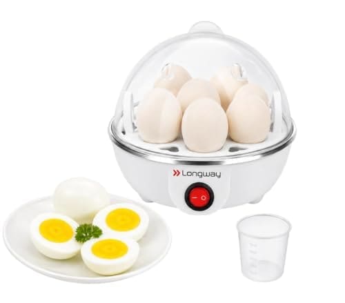 🛒 Longway Eggo 350 Watt Egg Boiler/Cooker for Steaming, Cooking & Boiling (White, 7 Eggs)