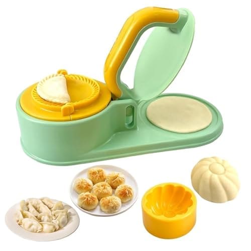 🛒 3 in 1 Momos Maker Machine, Skin Press Gujiya Mould Dumpling Maker, Momo Maker Mould Kitchen Dumpling Tool for Ghughra Kajjikayalu Karanji Puri and Samosa Maker Kachori Puri Maker (Green, Medium)