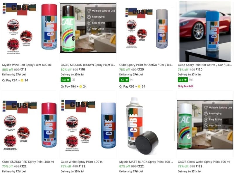 🔥  Spray Paints From ₹118